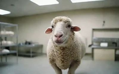 Fotografía de Dolly la oveja en un laboratorio