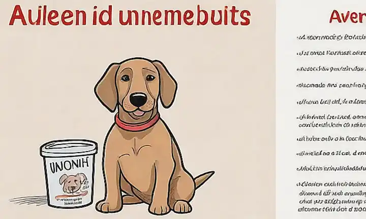 Imagen de perro con texto en rojo (Avena: Un Alivio Suave), con consejos caseros para la dermatitis