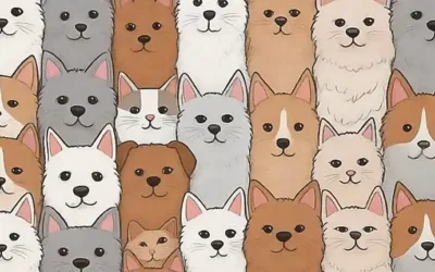 Los perros y gatos con ronroneos y ojos llorosos