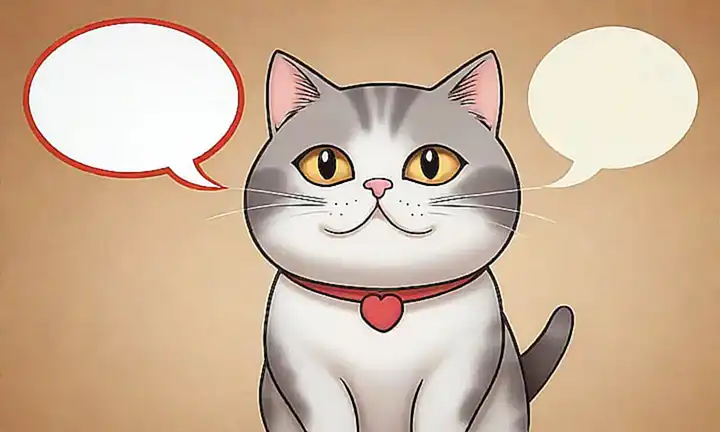 Un gato adorable con una burbuja de diálogo pidiendo ¿Puede soportar esto?