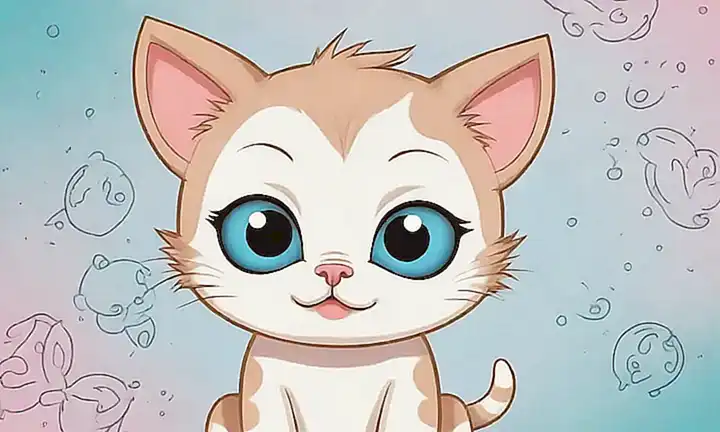 Un gatito adorable con ojos que brillan, en un fondo de virus y chart médicos