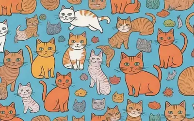 Una ilustración colorida con gatos y enfermedades contagiosas