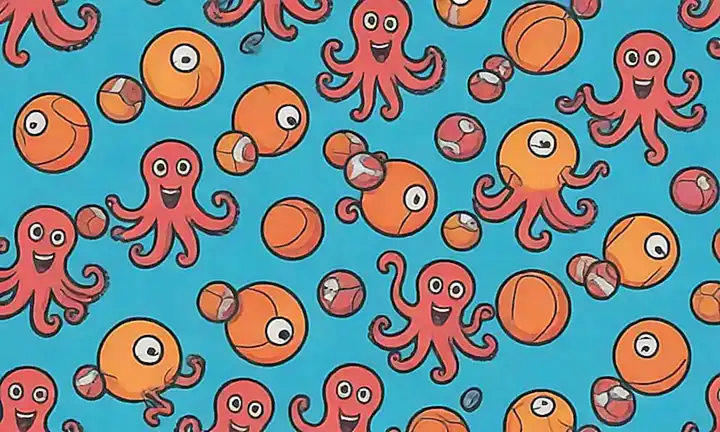 Un patrón colorido y juguetón con octopuses con balón de fútbol que adivinan los resultados del partido