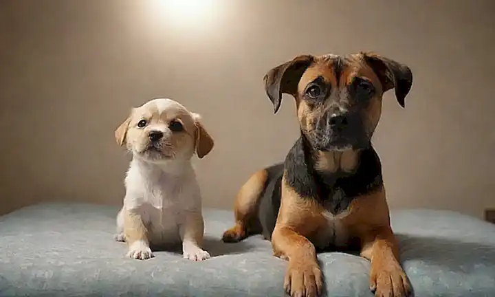 Perros adorables en un patrón de pared acústicamente mejorado