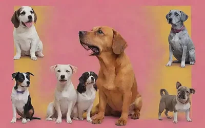 Ilustraciones de razas de perros con un Pastor Alemán y otra raza femenina para elegir la adecuada