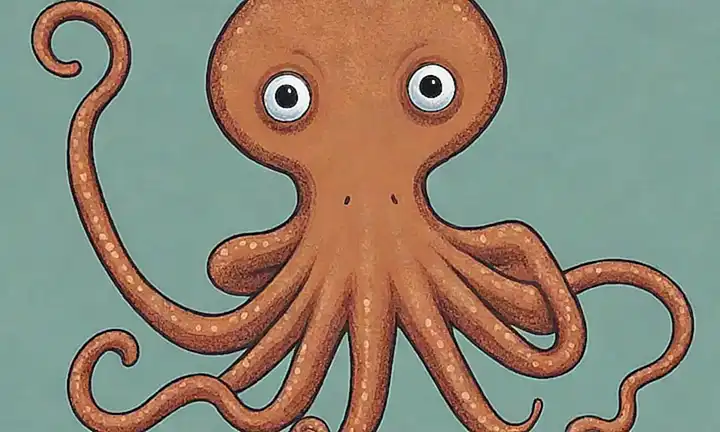 Dibujo de Paul, el pulpo curioso.   **Translation:** Illustration of Paul, the curious octopus