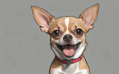 Un chihuahueño enfadado con dientes apretados en un fondo gris