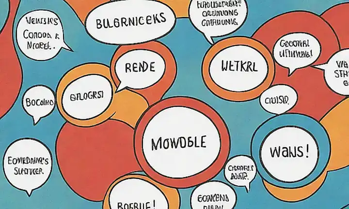 El texto con burbujas abstract muestra diferentes perspectivas