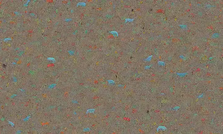 Una pared de colores vibrantes con ilustraciones de 100 especies animales y datos sobre su supervivencia