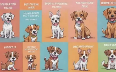 Illustrations de perros adorables con beneficios de tener un animal y una invitación para adoptar.
