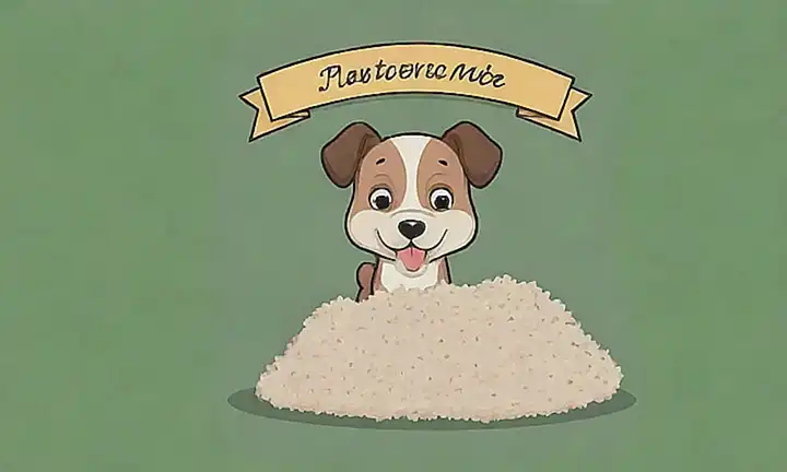 Un dibujo de perro con arroz en fondo y la frase Arroz para Perros