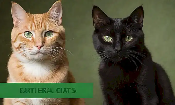Dos gatos miran la cámara, uno con ojos verde y otro con negro