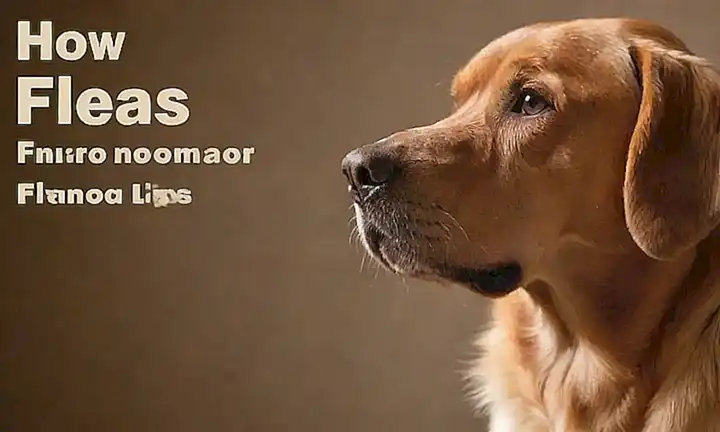 **Imagen de perro con gráficos realistas de pulgas y texto con consejos para eliminar pulgas en mascotas.**