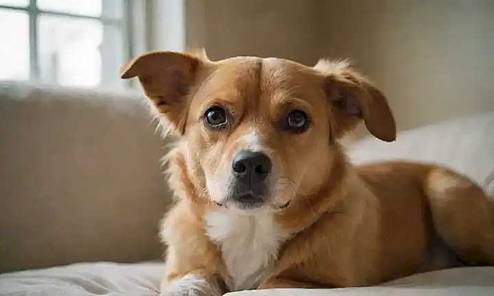 Perro adorable, solución para la piel irritada