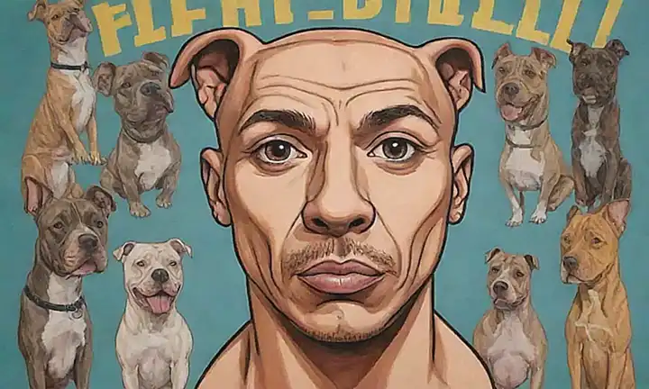 Un póster explosivo con imágenes de pitbull y frases que contrastan la masculinidad con las características femeninas