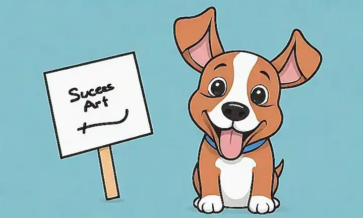 Canine learns with joy.