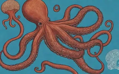 La pared está adornada por un octopus orando que pronostica resultados de fútbol con tinta