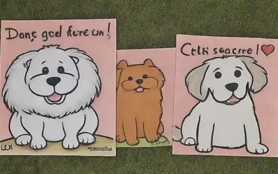 Dogs y gatos se abrazan; señales de advertencia protegen.  ️
