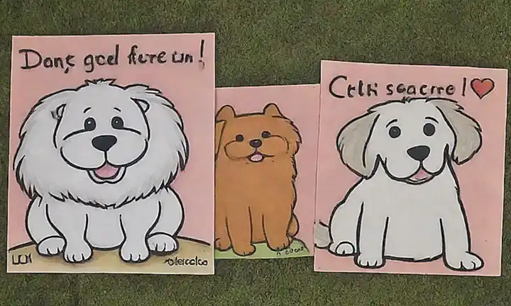 Dogs y gatos se abrazan; señales de advertencia protegen. ️
