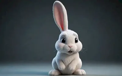 Un conejo con orejas que se caen