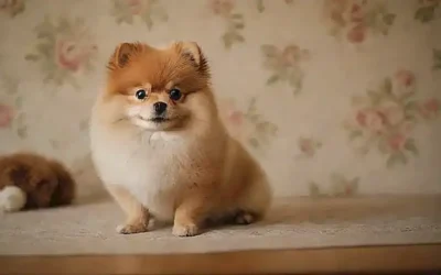 Esta wallpaper incluye consejos para cuidar Pomeranos.  (This caption includes tips for Pomeranian care.)