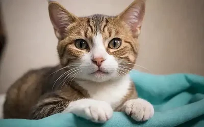 El gato tranquilo en una cirugía