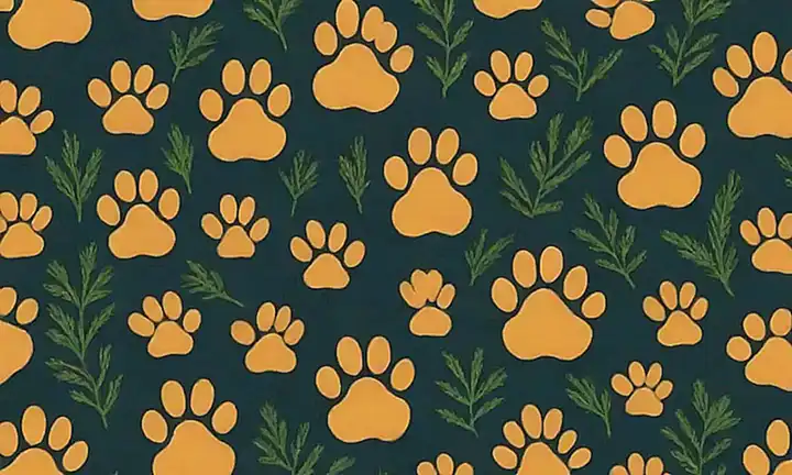 Impresiones de pawprints de gatito dorado en un fondo medicinal