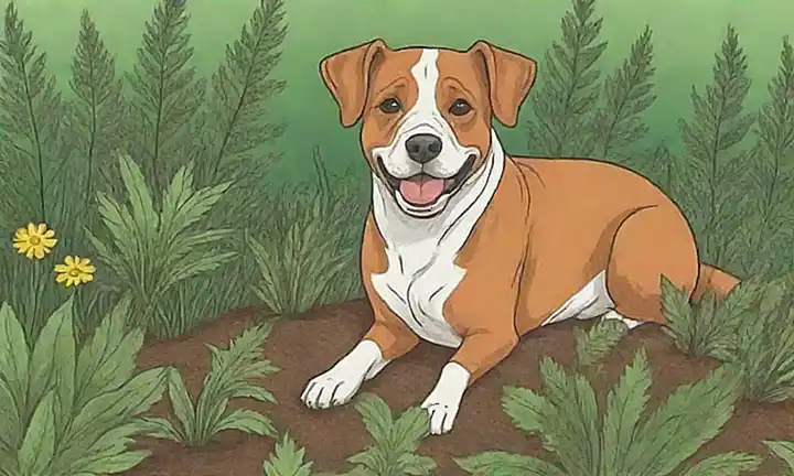 El perro se relaja con hierbas relajantes