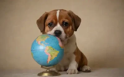 Perros con patas en el globo