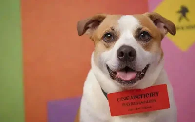Las advertencias de perro con fondo colorido informan sobre tipos de seguros y multas