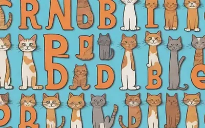Diseño de alfabeto con razas de gatos.