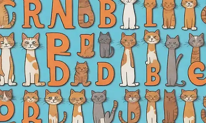 Diseño de alfabeto con razas de gatos.
