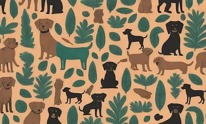 Es una imagen atrevida con siluetas de perros, imágenes de la jungla y herramientas inusuales