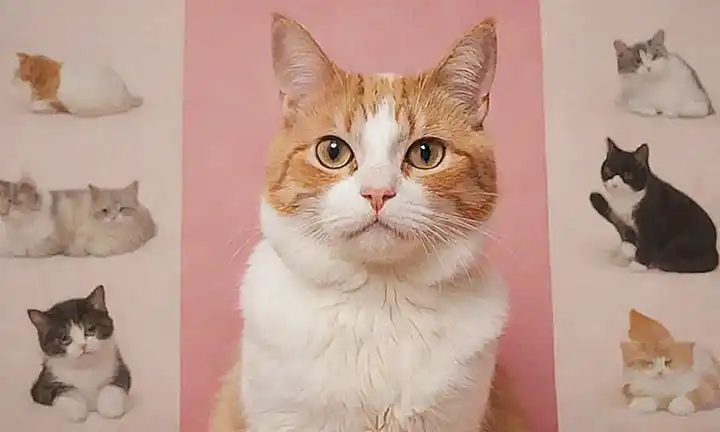 Un póster de gatito con siete signos del amor gatuno. ❤️