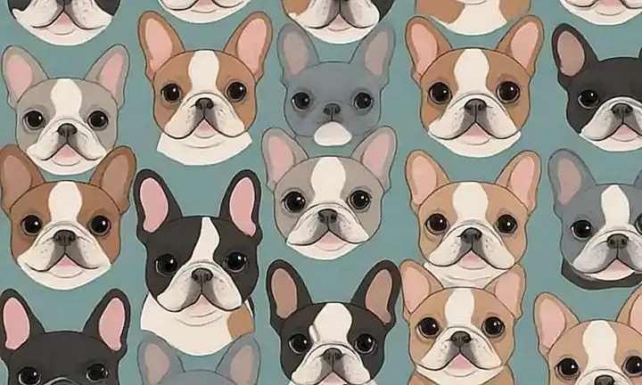 Hay perros con caras adorables en esta wallpaper, que destaca la facilidad de cuidado y los beneficios de tener un bulldog francés.