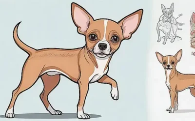 Diseño abstracto con ilustración de chihuahuas