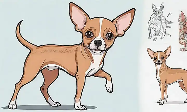 Diseño abstracto con ilustración de chihuahuas