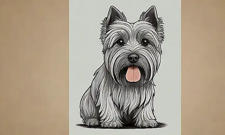 Escena de Skye terrier con inscripción vintage
