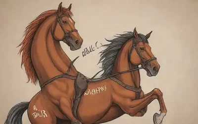 Caballo corajudo con mural de Reckless. (Brave horse with Reckless-themed wallpaper.)