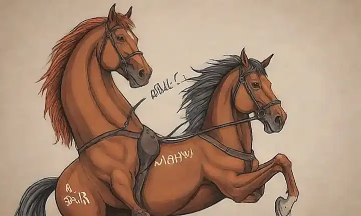 Caballo corajudo con mural de Reckless. (Brave horse with Reckless-themed wallpaper.)