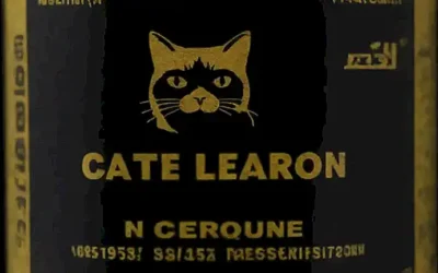 La etiqueta de advertencia con imágenes de gato y símbolos de veneno en fondo negro