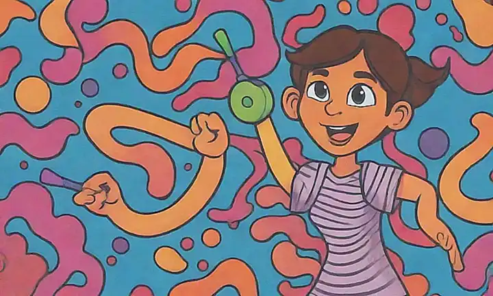 Colores vibrantes con ilustraciones caóticas