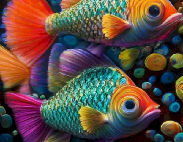   The image should showcase the vibrant array of colors and patterns within the article's captivating article about the fascinating group of fish called Pez arcoíris (melanotaénidos).