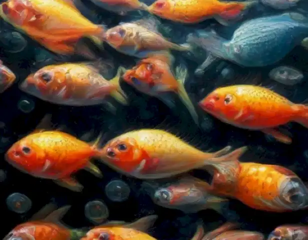   The image should showcase a vibrant and diverse collection of fish, each representing a different type and color of fish.