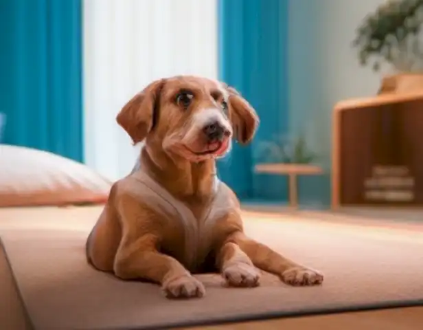 The image should depict practical and clear tips on how to prevent your dog from urinating in the bed, such as using a bed pad, creating a designated sleeping area, and establishing clear house rules.
