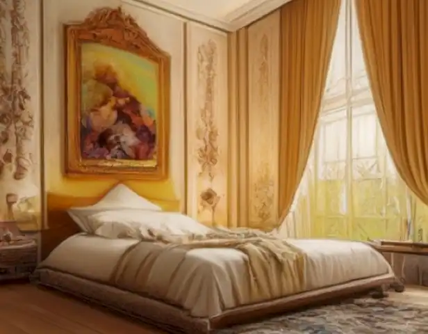 The image should depict a clean and well-maintained bedroom, free from urine stains and other signs of pet urine contamination.