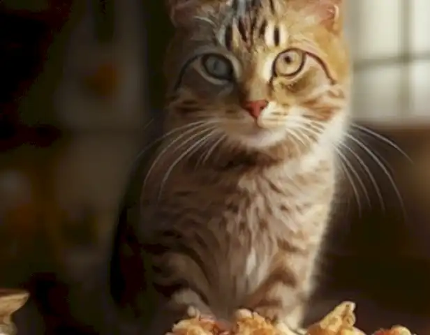Mi gato no come: consejos para entrenar tu animal con ética mostra un gato feliz jugando y comiendo, mientras se aprende a controlar sus emociones y evitar comer cosas no propias.