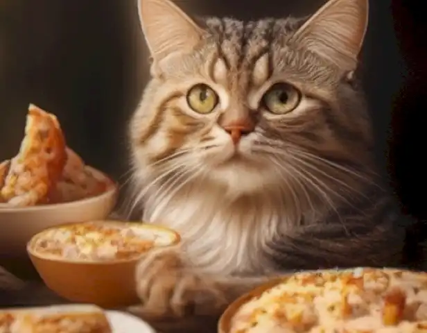 Mi gato no come: consejos para entrenar tu animal con ética mostra un gato feliz y saludable realizando una comida con sus dueños.